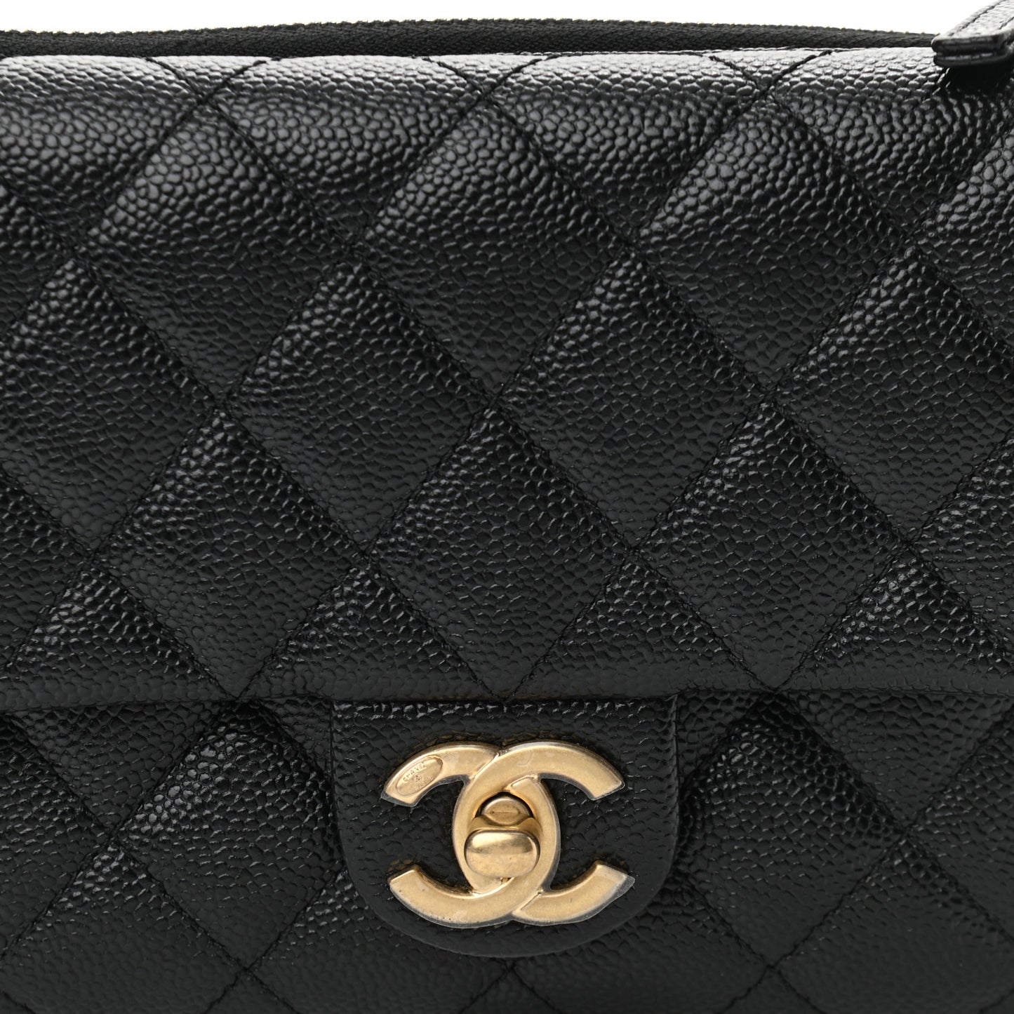Shiny Caviar Pick Me Up Flap Belt Bag Black