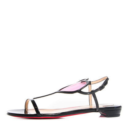 Christian Louboutin Patent PVC Cora Heart Flat Sandals 38.5 Pink Black 1 of 6