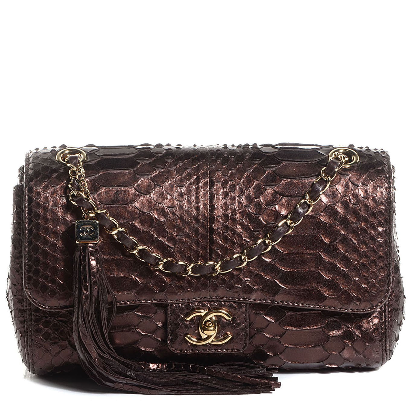 Chanel Python Soho Tassel Medium Flap Dark Brown 1 of 8
