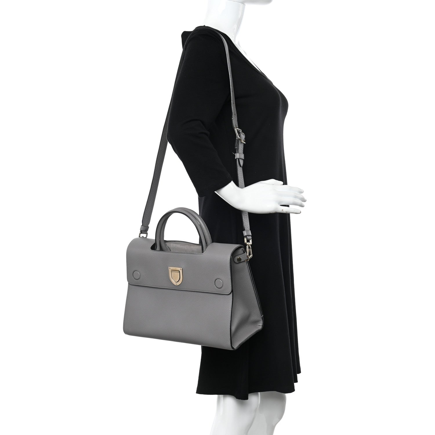 Christian Dior Bullcalf Medium Diorever Flap Meteorite Grey 2 of 13