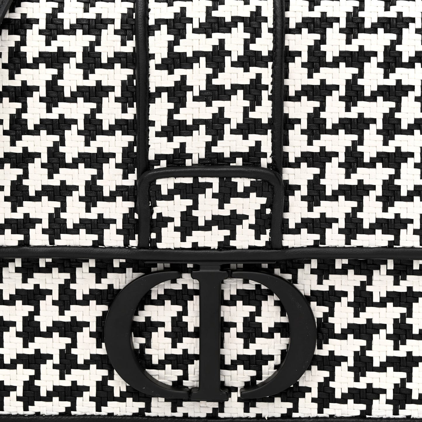 Lambskin Houndstooth Braided 30 Montaigne Flap Bag Black White