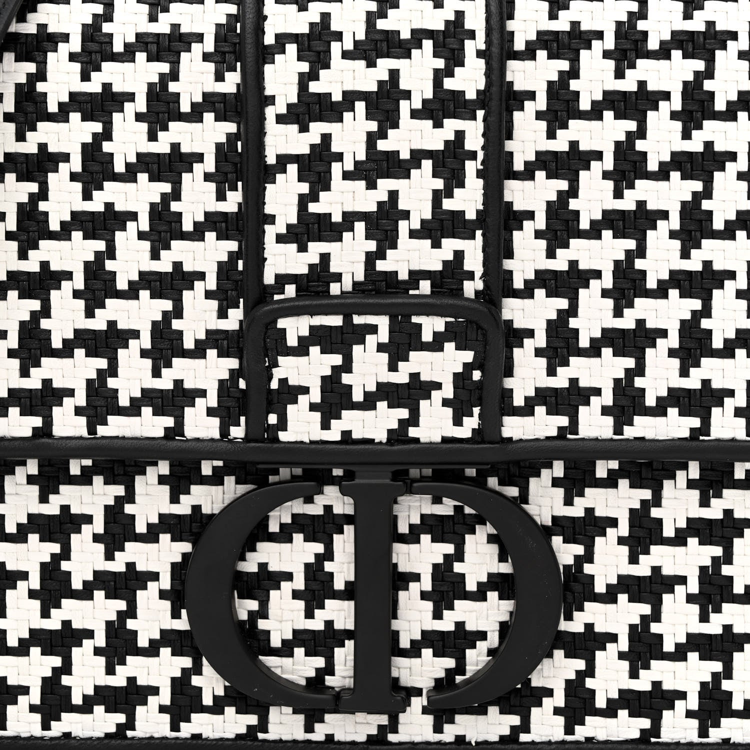 Christian Dior Lambskin Houndstooth Braided 30 Montaigne Flap Bag Black White 8 of 10