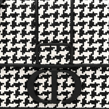 Christian Dior Lambskin Houndstooth Braided 30 Montaigne Flap Bag Black White 8 of 10