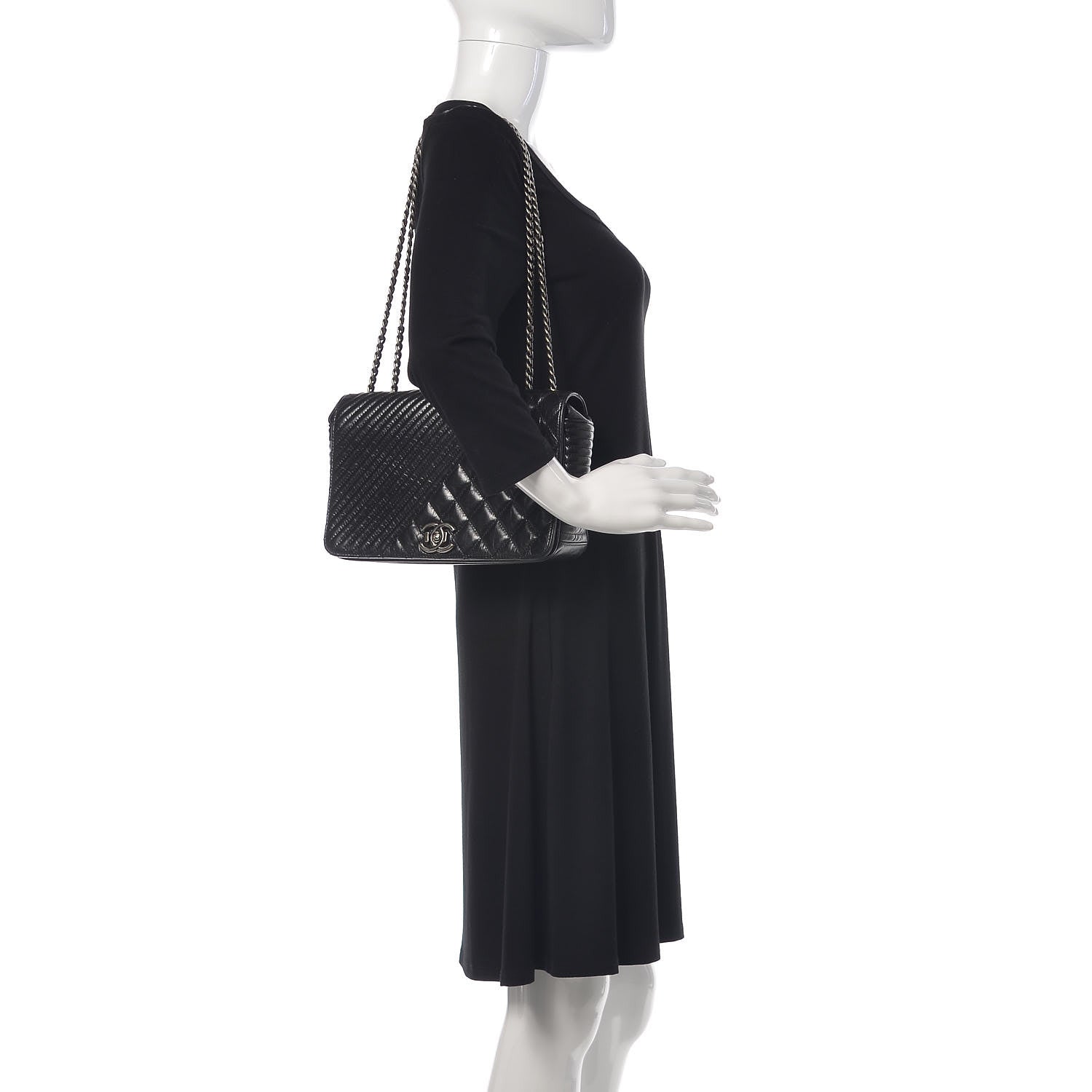 Chanel Glazed Calfskin Quilted Medium Coco Boy Flap Black 2 of 14