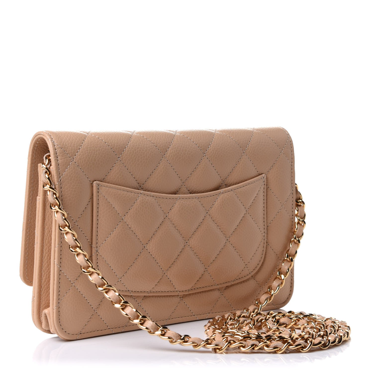 Chanel Caviar Quilted Wallet On Chain WOC Beige 3 of 11