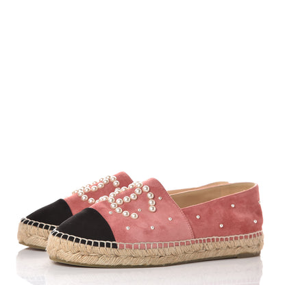 Chanel Suede Pearl CC Espadrilles 39 Pink 3 of 10