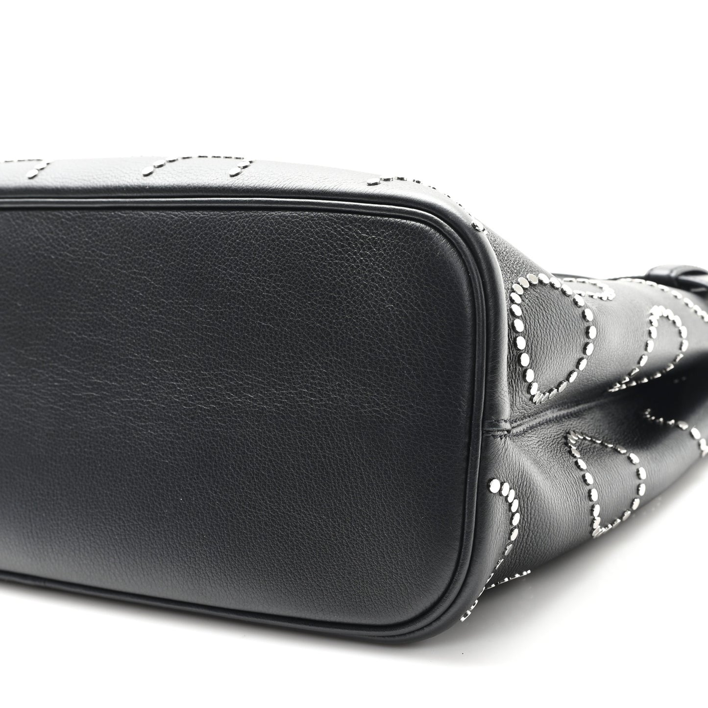 Soft Grain Calfskin Studded Large Buckle Bag With Belt Black