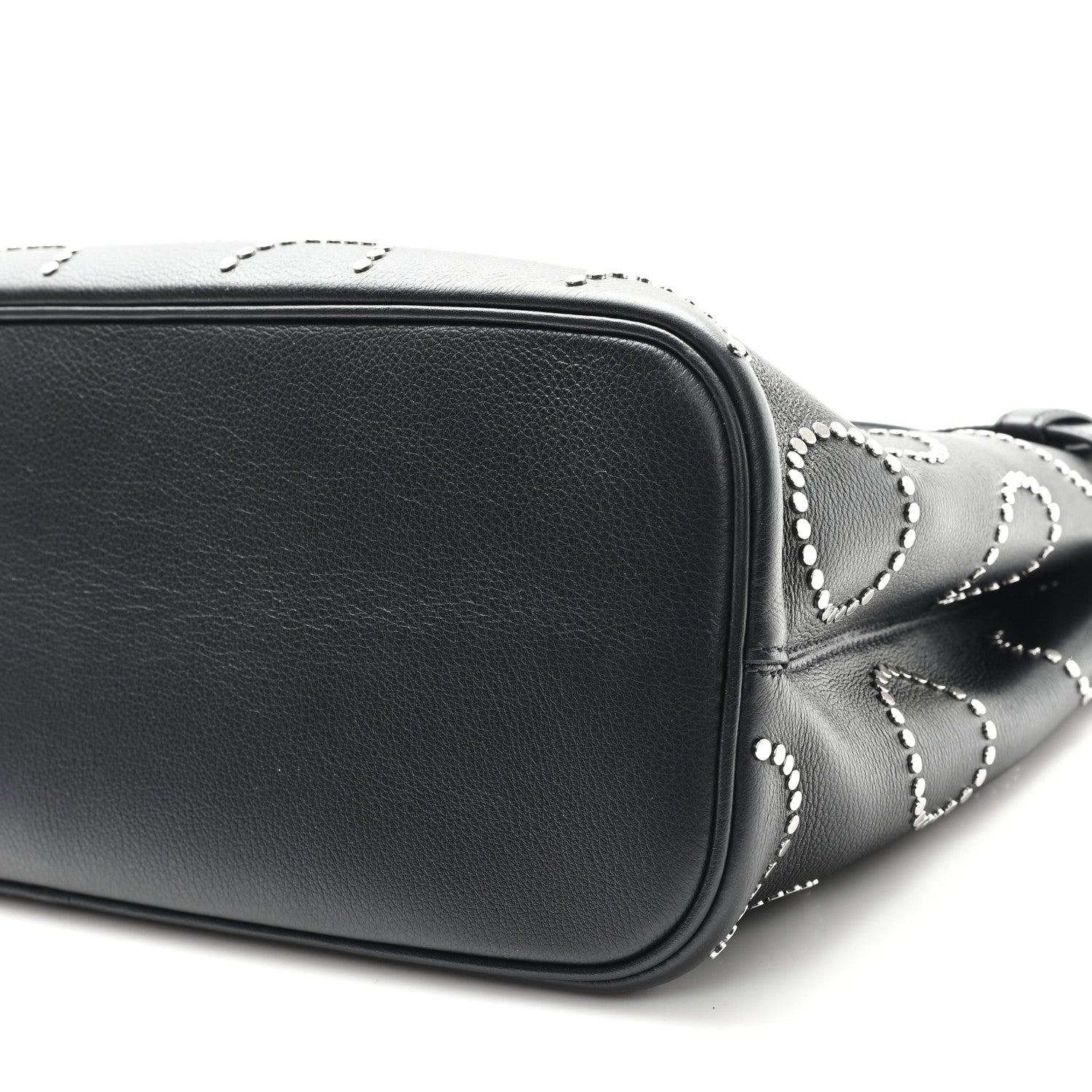 Prada Soft Grain Calfskin Studded Large Buckle Bag With Belt Black 9 of 9