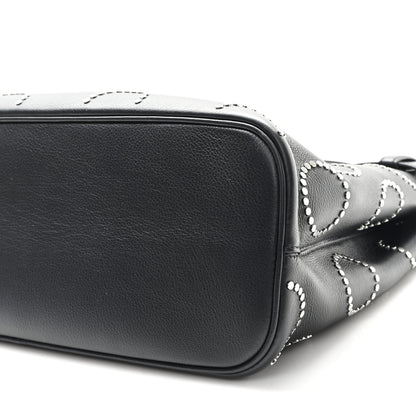 Prada Soft Grain Calfskin Studded Large Buckle Bag With Belt Black 9 of 9