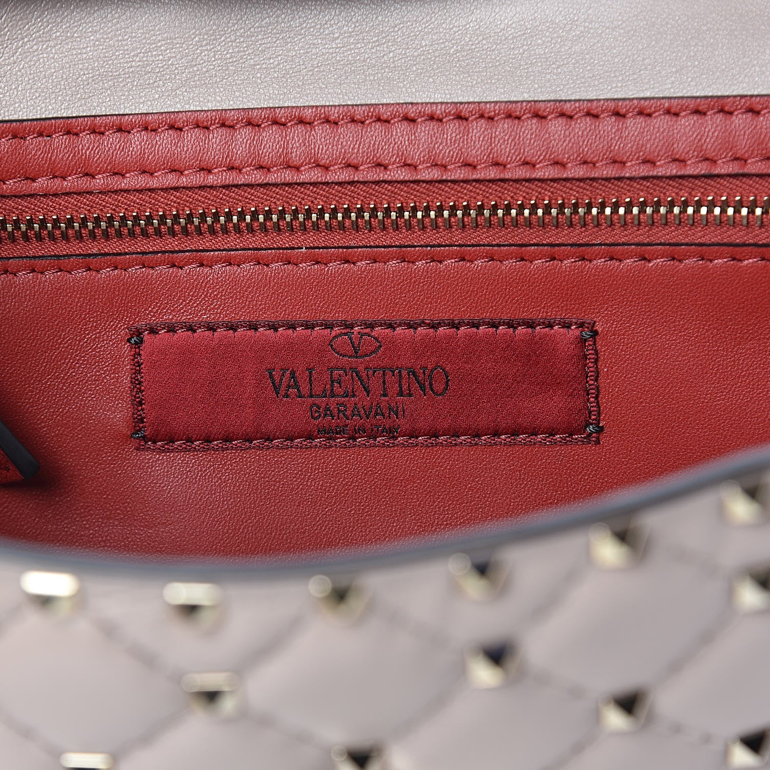 Valentino Garavani Lambskin Rockstud Spike Wallet on Chain Poudre 6 of 9
