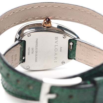 Bulgari 18K Rose Gold Lizard Diamond Bezel 20mm Serpenti Double Wrap Quartz Watch Green 4 of 5