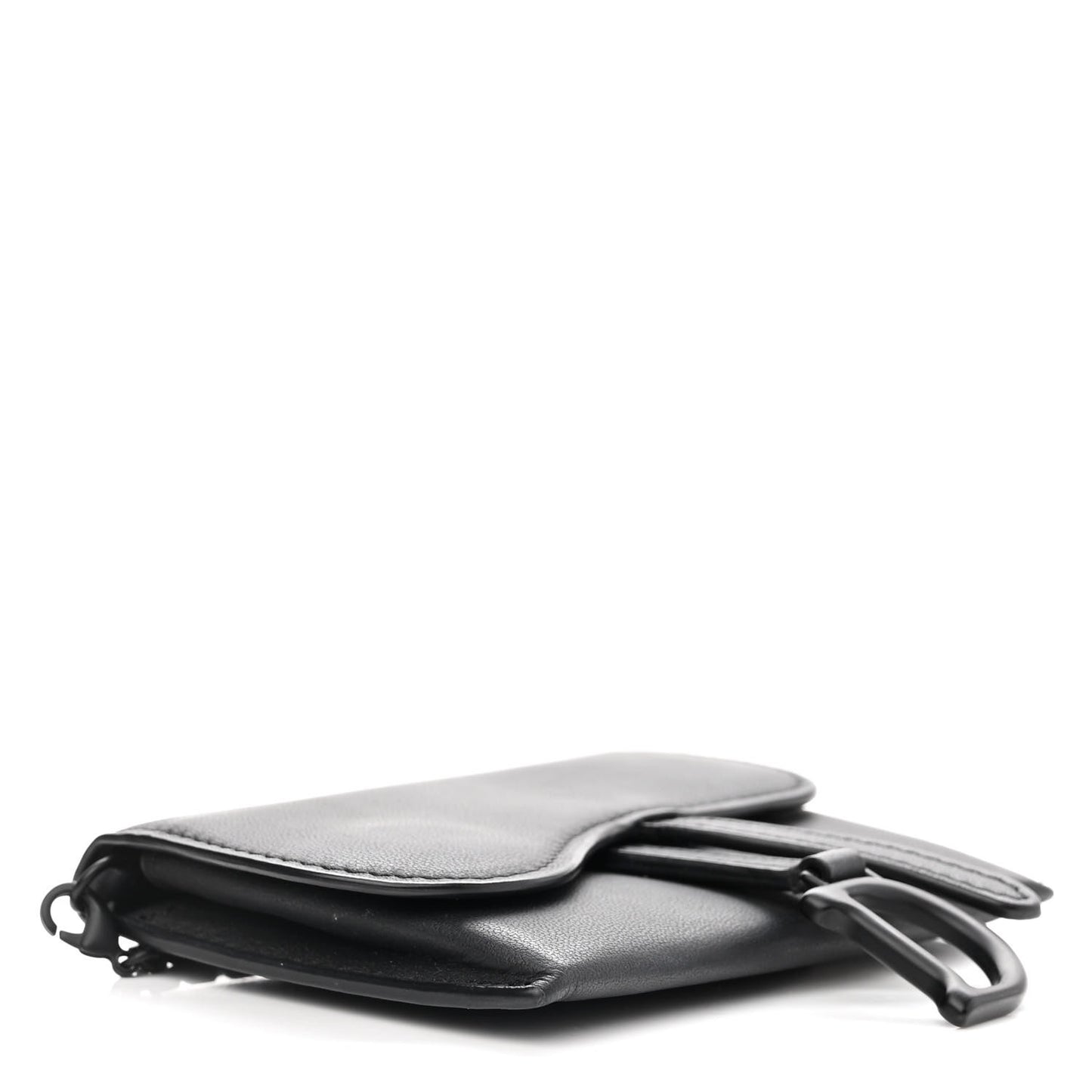 Ultra Matte Calfskin Nano Saddle Chain Pouch Black