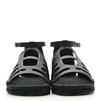 Hermes Calfskin Costanza Espadrille Sandals 36 Black 2 of 9