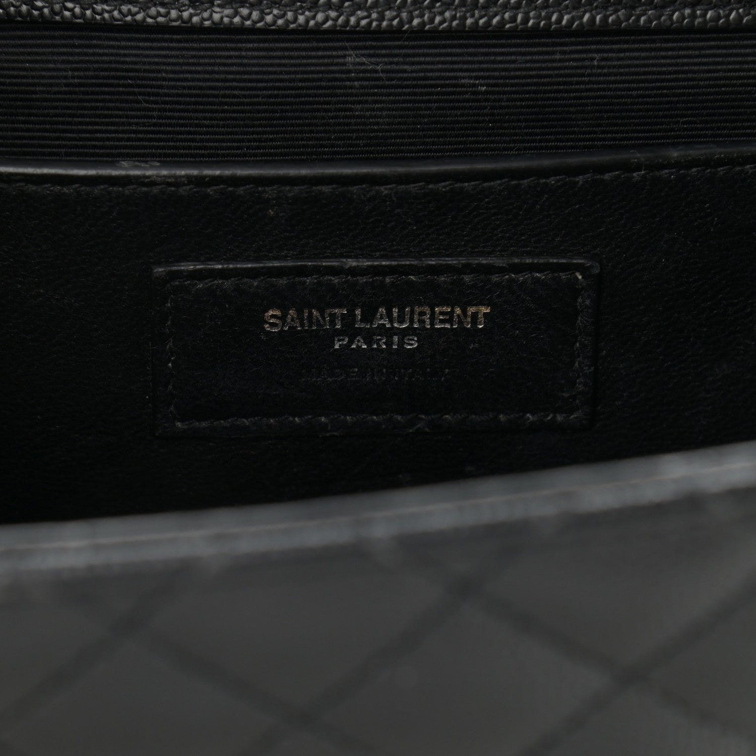 Saint Laurent Grain De Poudre Textured Mixed Matelasse Triquilt Medium Monogram Satchel Black 7 of 13
