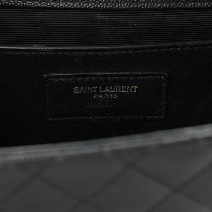 Saint Laurent Grain De Poudre Textured Mixed Matelasse Triquilt Medium Monogram Satchel Black 7 of 13