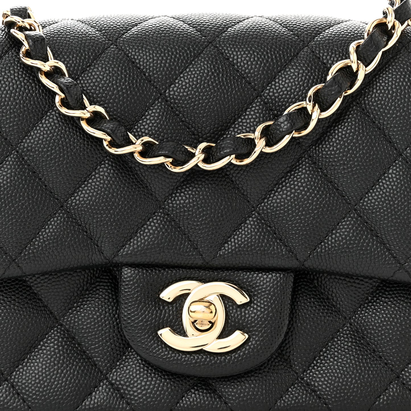 Caviar Quilted Mini Square Flap Black