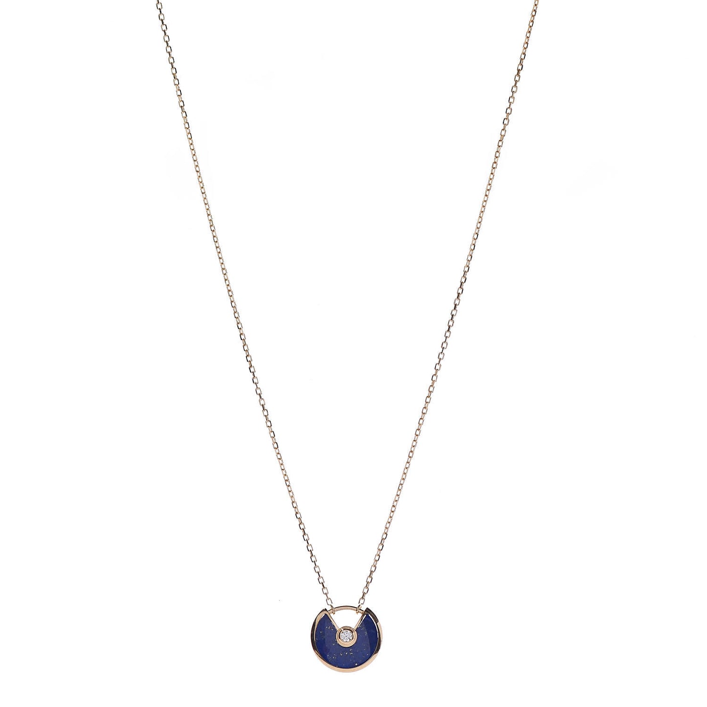 18K Yellow Gold Diamond Lapis Lazuli XS Amulette de Pendant Necklace