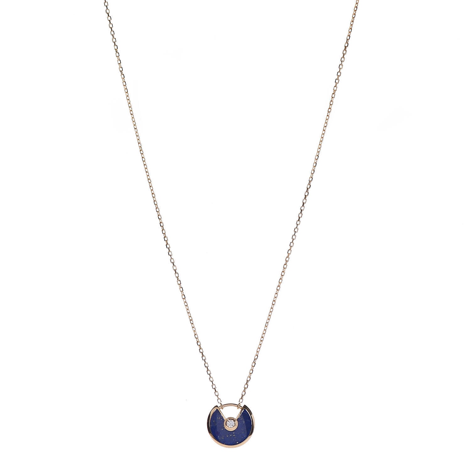 Cartier 18K Yellow Gold Diamond Lapis Lazuli XS Amulette de Pendant Necklace 1 of 7