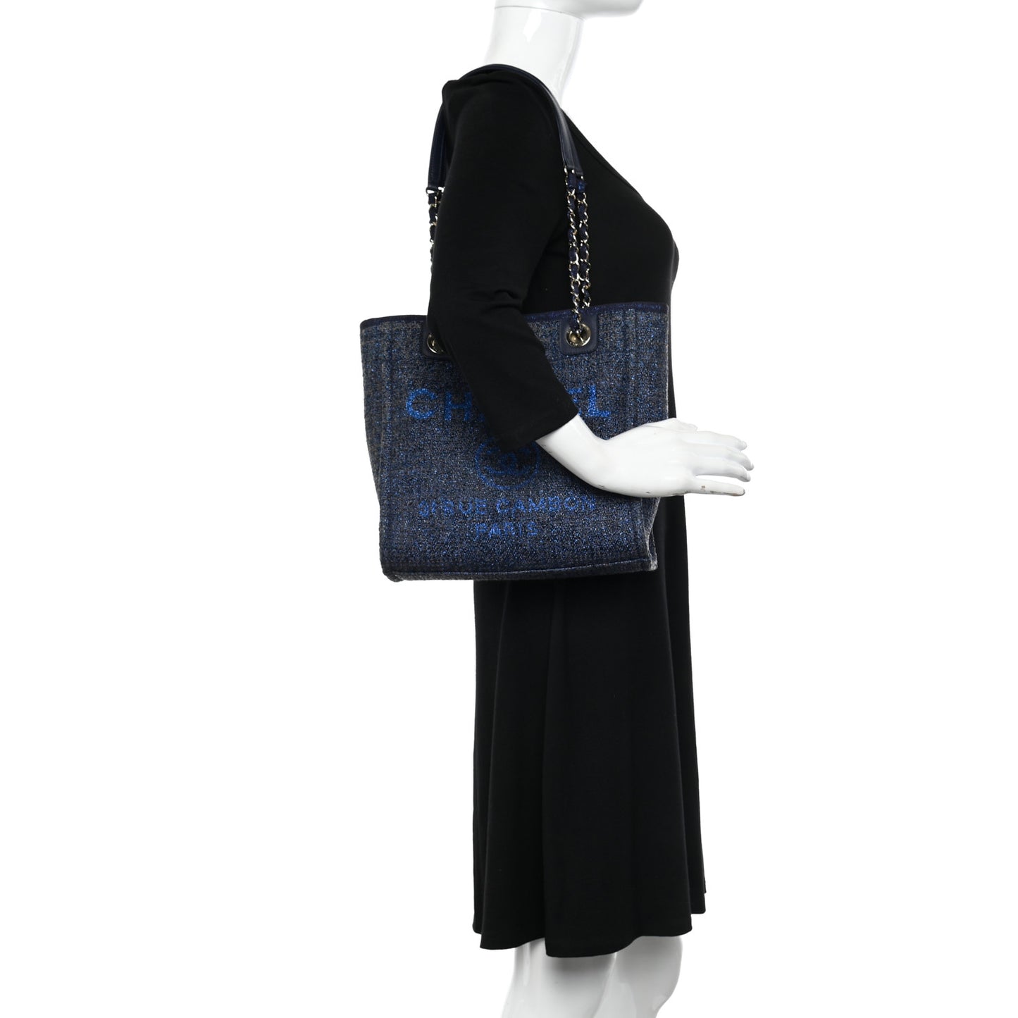 Lurex Boucle Mini Deauville Tote Blue