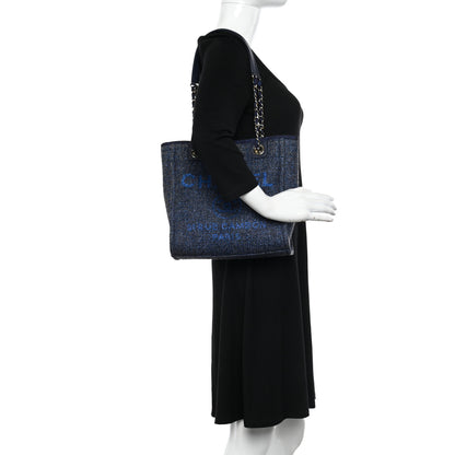 Chanel Lurex Boucle Mini Deauville Tote Blue 2 of 10