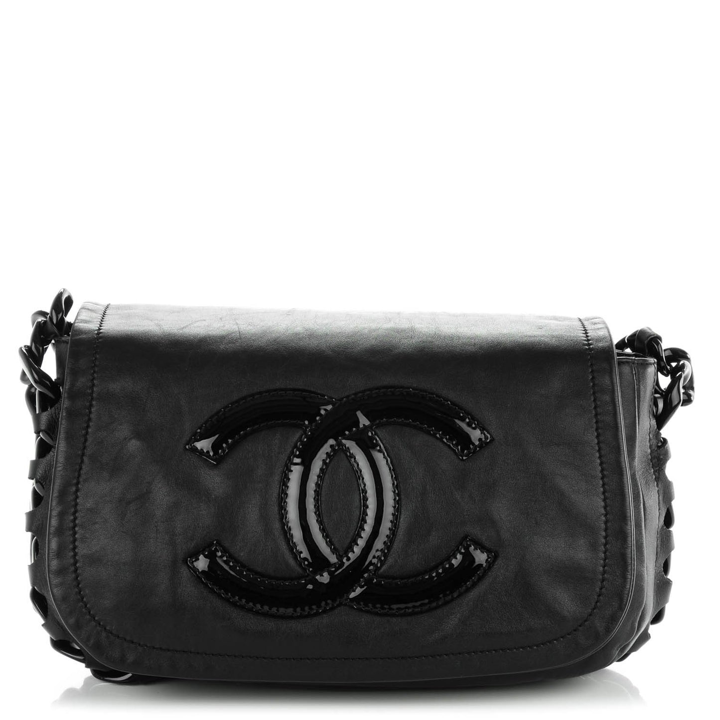 Calfskin Modern Chain Rhodoid Flap Black