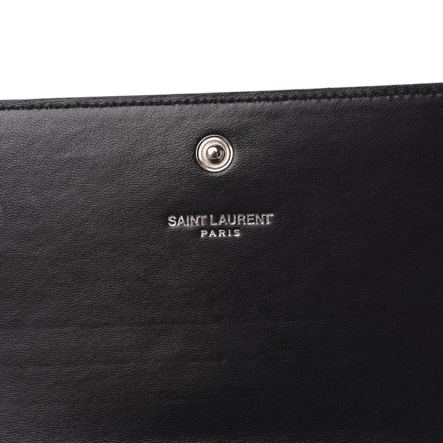 Saint Laurent Calfskin Crocodile Embossed Monogram Flap Wallet Black 6 of 7