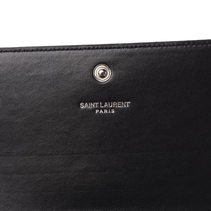 Saint Laurent Calfskin Crocodile Embossed Monogram Flap Wallet Black 6 of 7