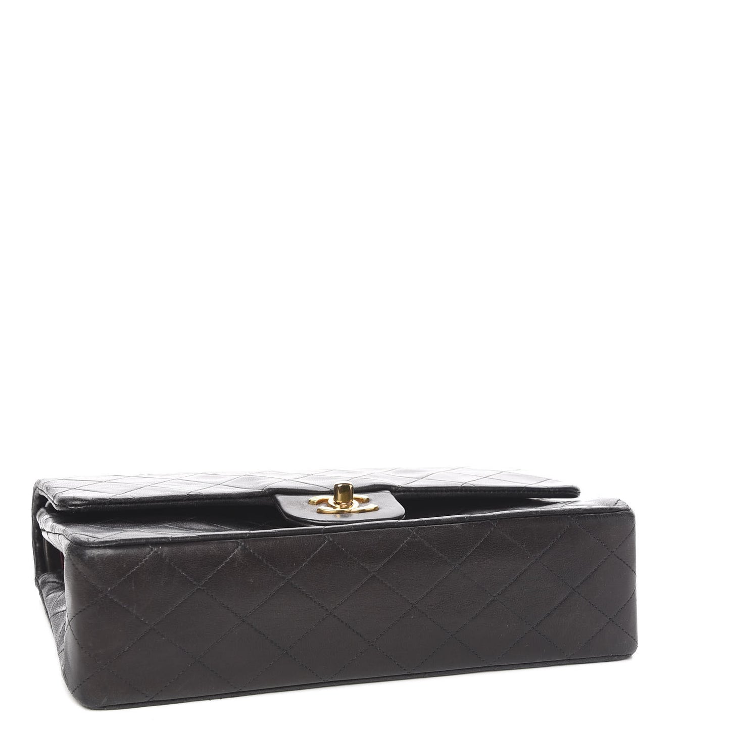 Lambskin Quilted Medium Double Flap Black