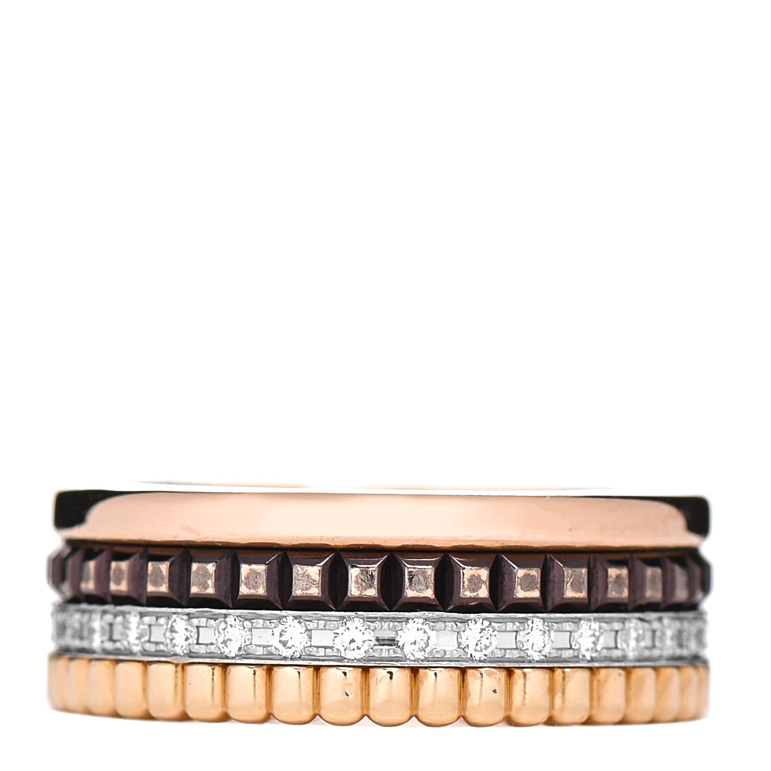 Boucheron 18K Pink Yellow White Gold PVD Diamond Small Quatre Classique Ring 48 4.5 1 of 12