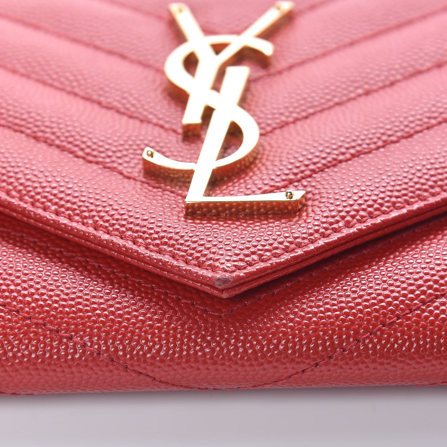 Grain De Poudre Matelasse Chevron Monogram Wallet Lipstick Red