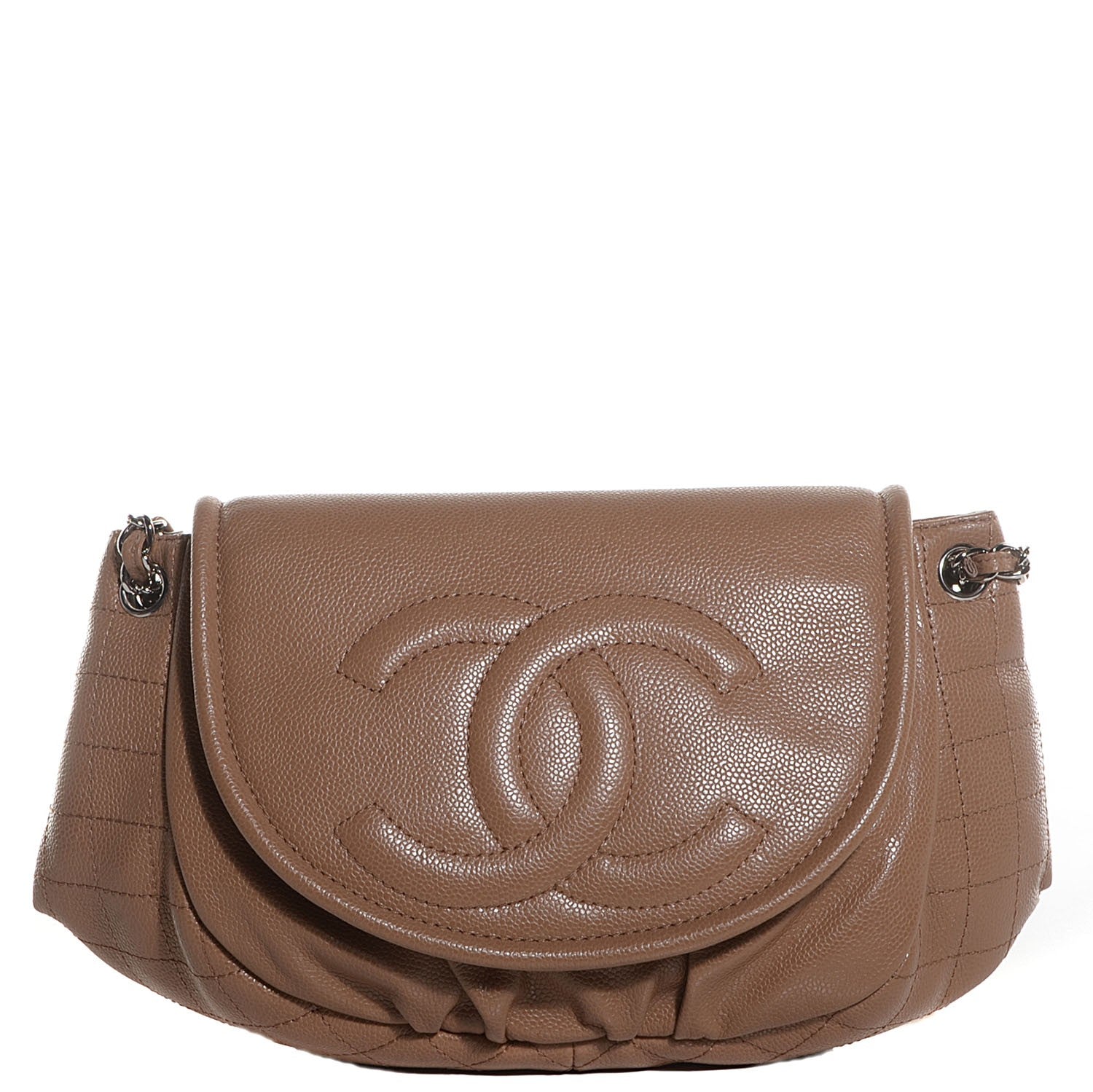 Chanel Caviar Half Moon Large Flap Dark Beige 1 of 8
