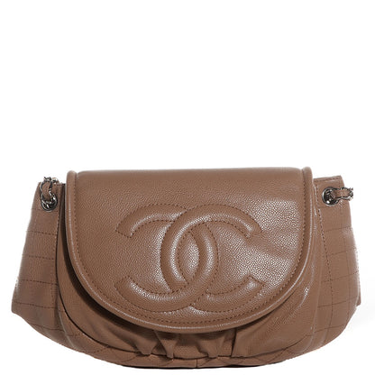 Chanel Caviar Half Moon Large Flap Dark Beige 1 of 8