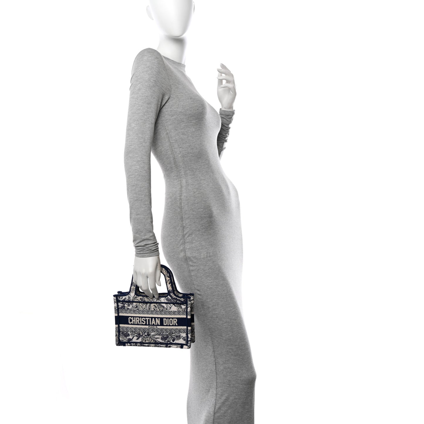 Canvas Embroidered Mini Toile De Jouy Book Tote Blue