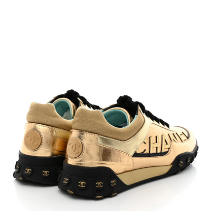 Chanel Metallic Satin Finish CC Womens Sneakers 40 Gold 4 of 9