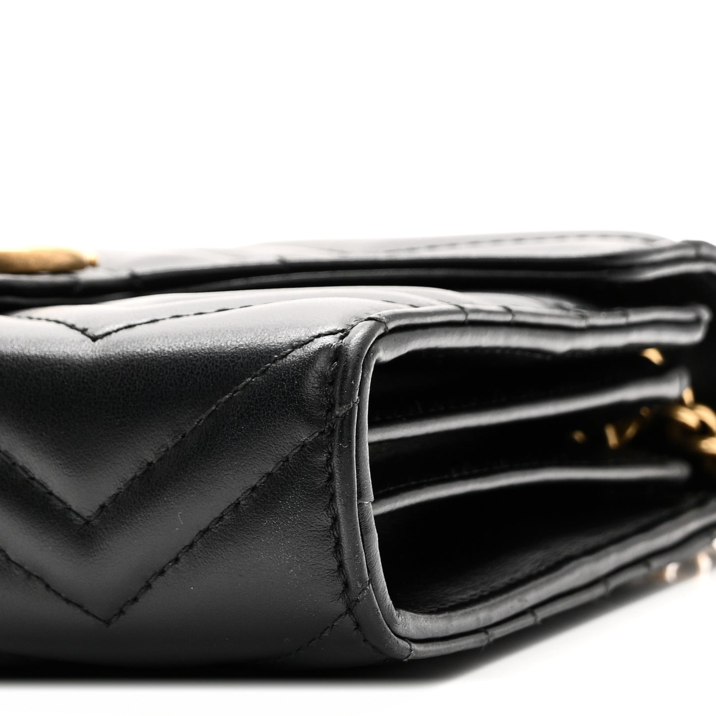 Calfskin Matelasse GG Marmont Chain Wallet Black