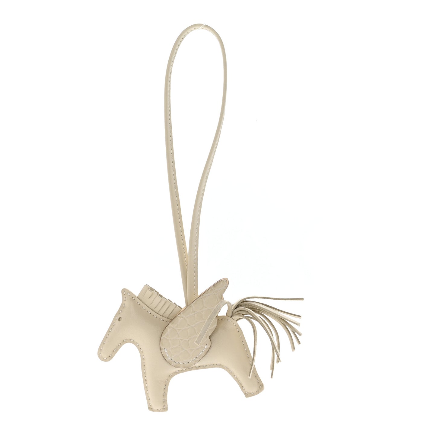 Milo Lambskin Matte Alligator Touch Grigri Rodeo Pegase Horse Bag Charm PM Craie Nata Beton