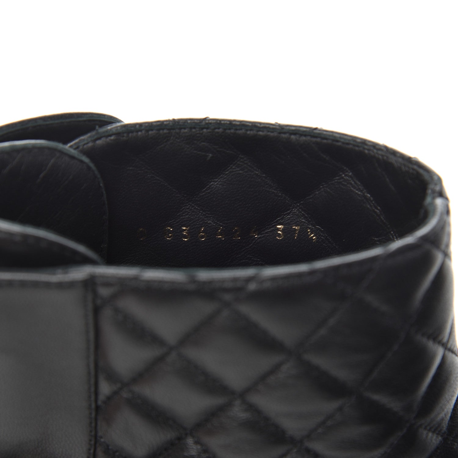 Chanel Shiny Lambskin Quilted Lace Up Combat Boots 37.5 Black 9 of 9
