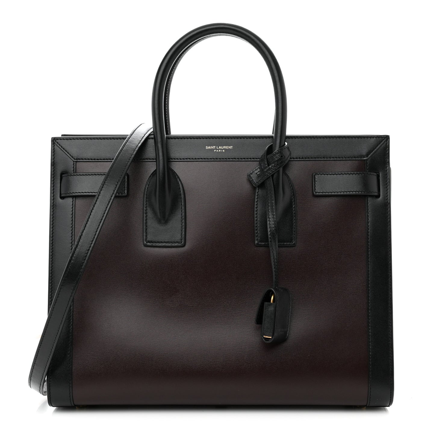 Calfskin Bi-Color Small Sac De Jour Burgundy Black