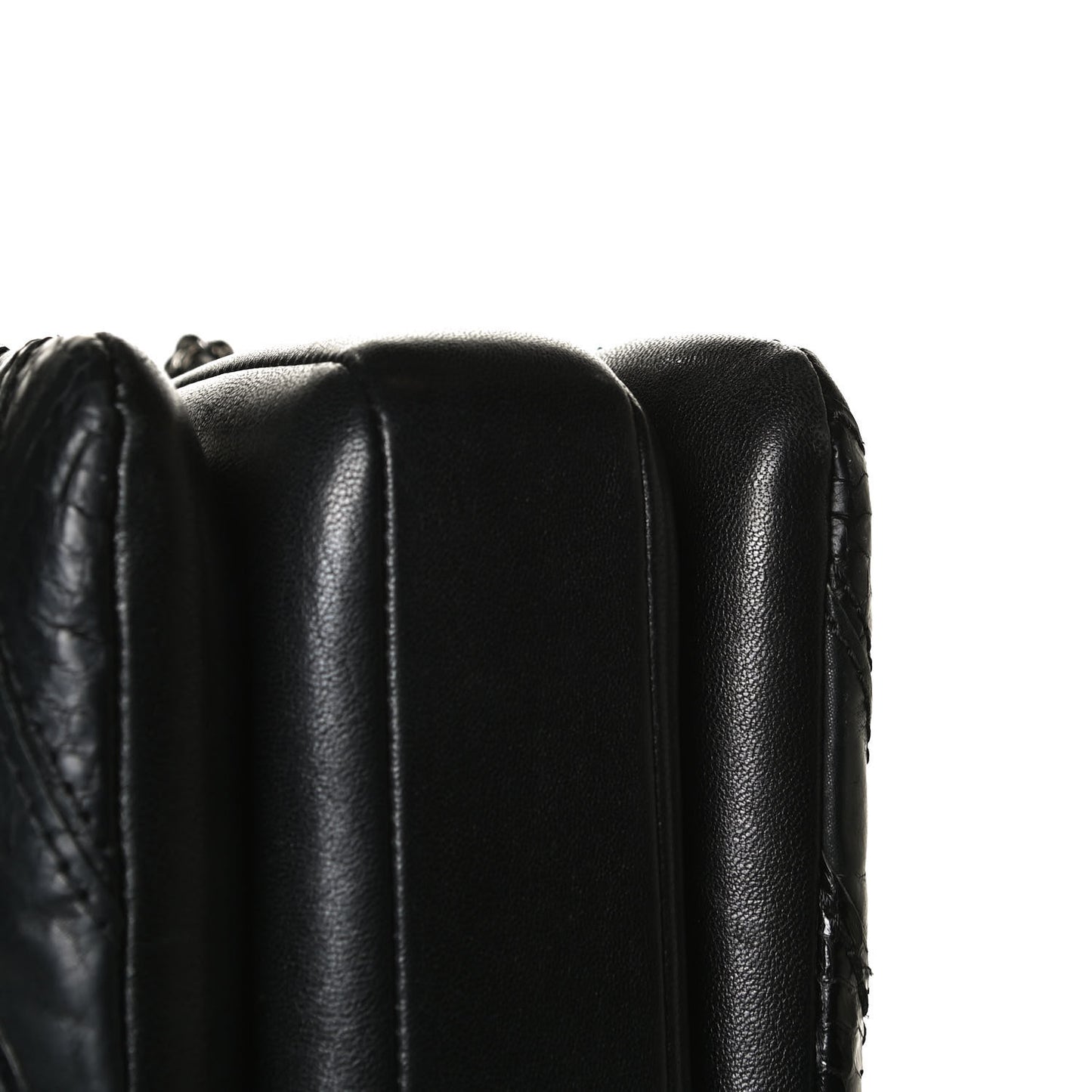 Calfskin Sheepskin Watersnake Chevron Quilted CC Small Trendy CC Dual Handle Flap Bag Black