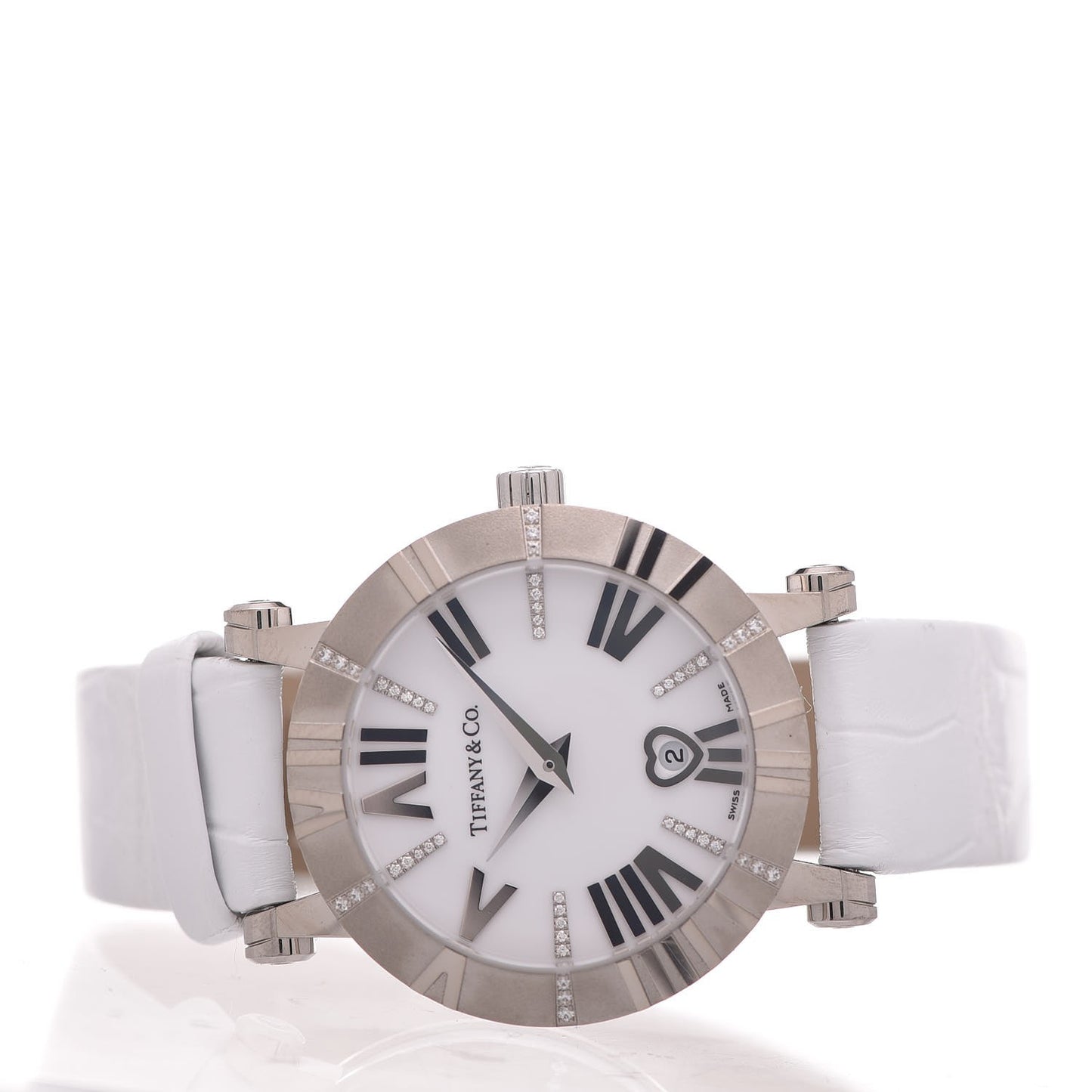18K White Gold Alligator Diamond 30mm Atlas Quartz Watch