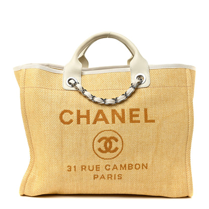 Chanel Canvas Medium Deauville Tote Light Yellow 1 of 15