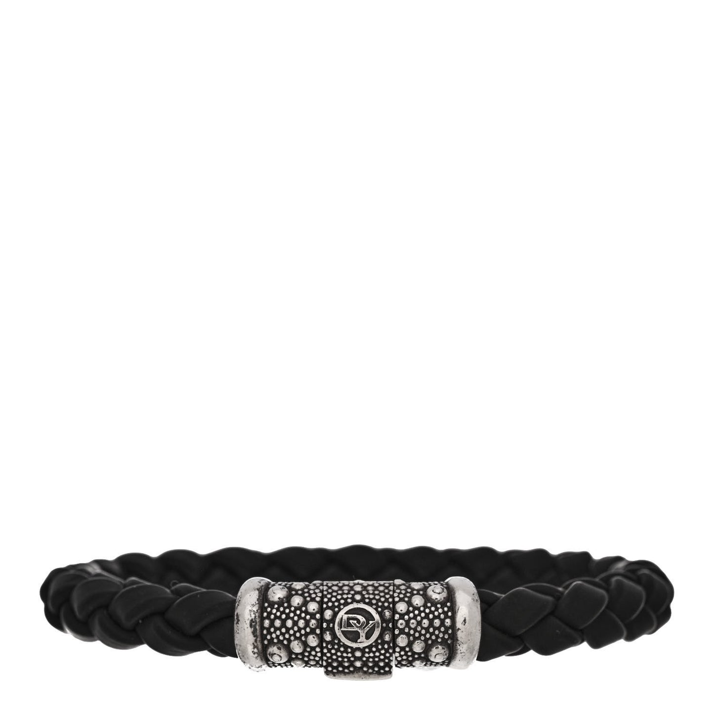 Sterling Silver Rubber 8mm Weave Bracelet Black