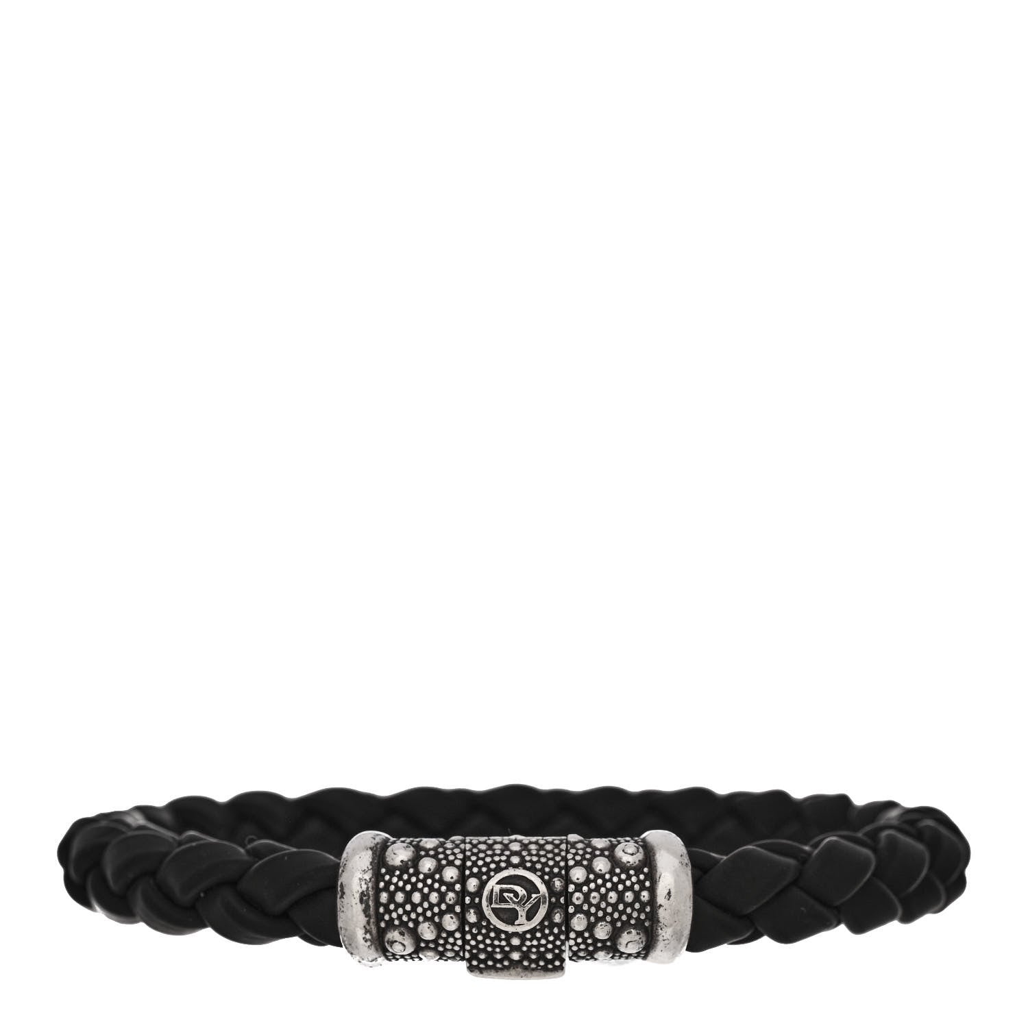 David Yurman Sterling Silver Rubber 8mm Weave Bracelet Black 1 of 3