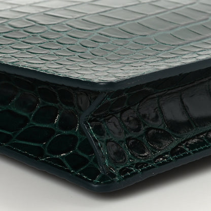 Versace Crocodile Embossed Calfskin Medusa Small Zip Clutch Bottle Green 7 of 8