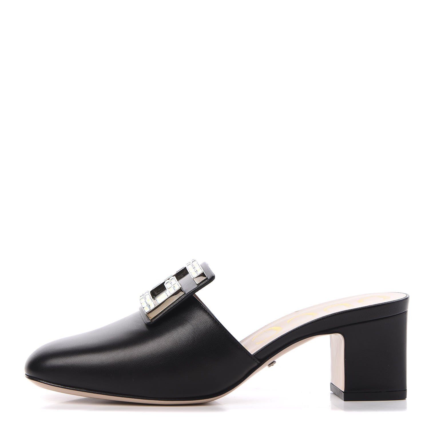 Gucci Malaga Kid Crystal Square G Madelyn Mules 36.5 Black 1 of 13