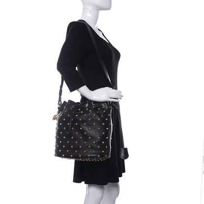 Alexander McQueen Calfskin Studded Padlock Bucket Bag Black 2 of 11