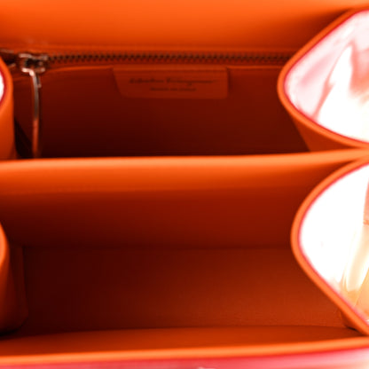 Salvatore Ferragamo Brushed Calfskin Airbrush Small Iconic Top Handle Bag Orange Multicolor 5 of 10