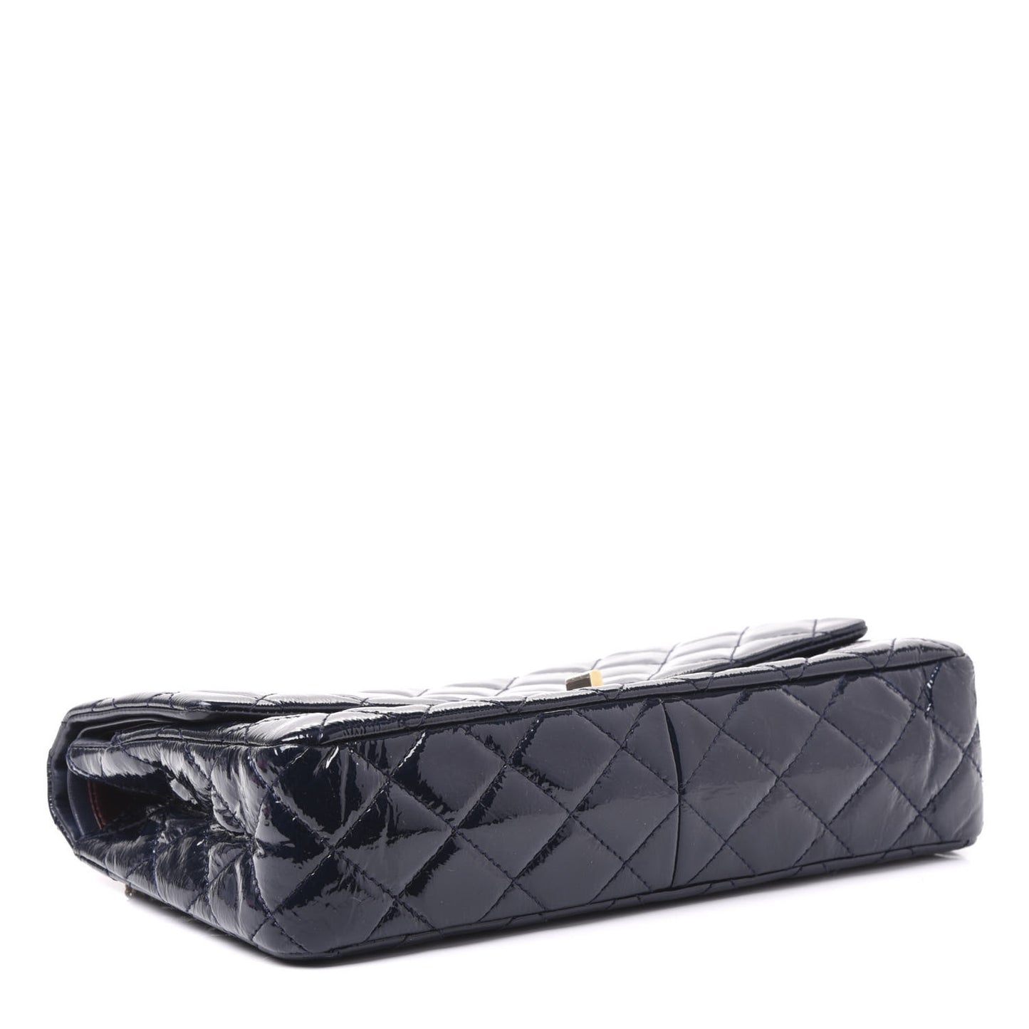 Distressed Patent Quilted 2.55 Reissue 227 Flap Dark Blue