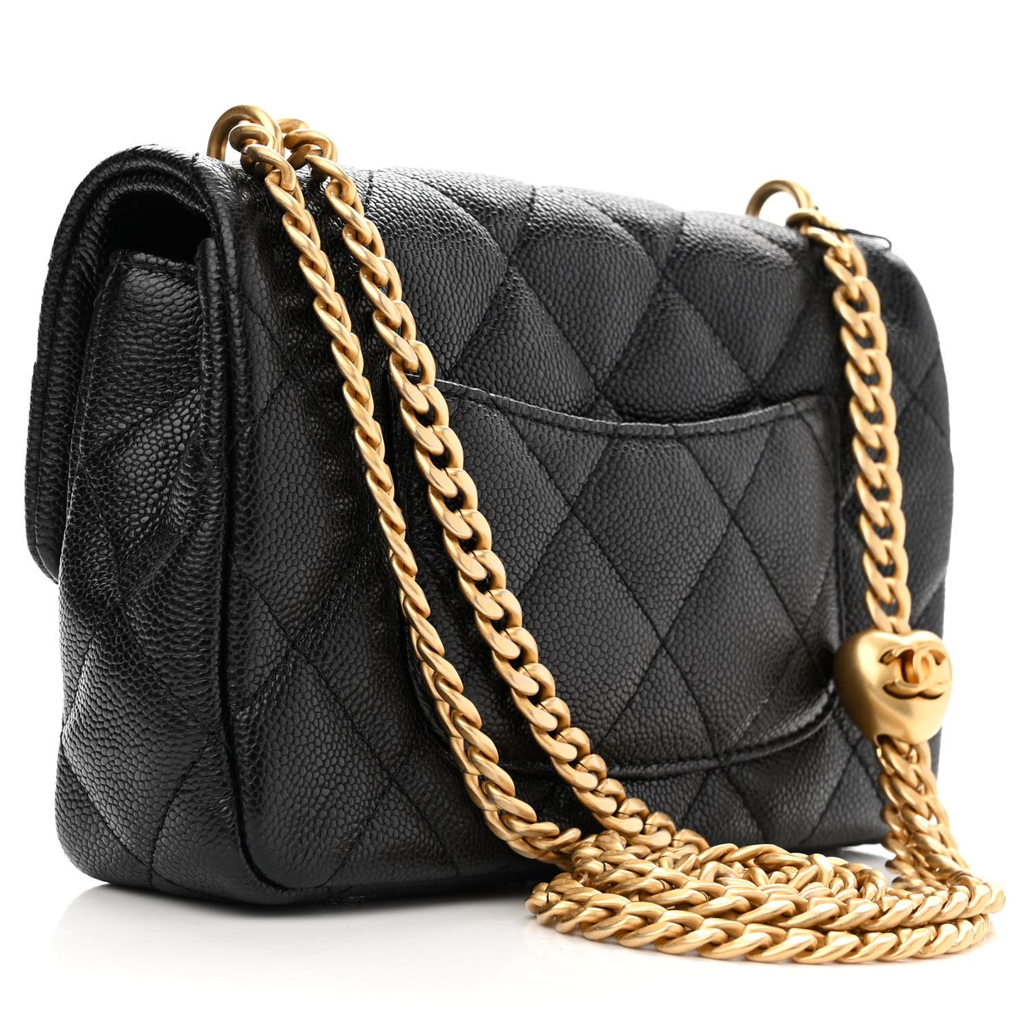 Caviar Quilted Mini Sweetheart Rectangular Flap Black