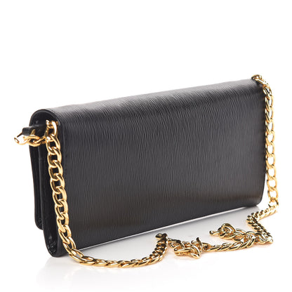 Prada Vitello Move Metal Oro Chain Wallet Black 3 of 9